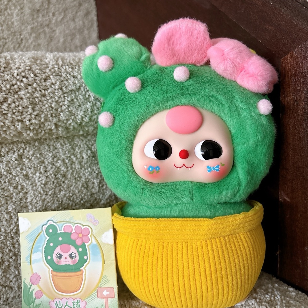 Baby three Green and Yellow Plush Cactus Toy